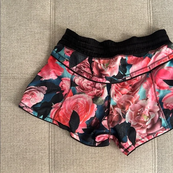 lululemon athletica Floral Athletic Shorts - Black and Pink - Picture 4 of 4